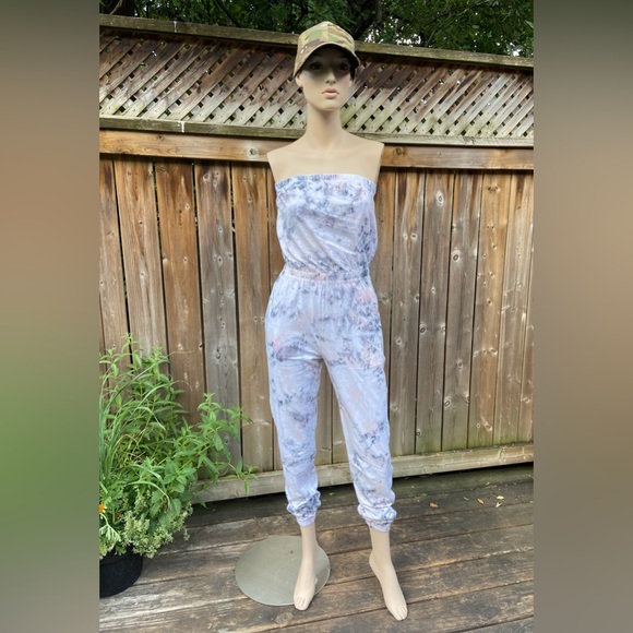 Hand Dyed Splatter Effect Tube Top Jumpsuit - Picture 2 of 14